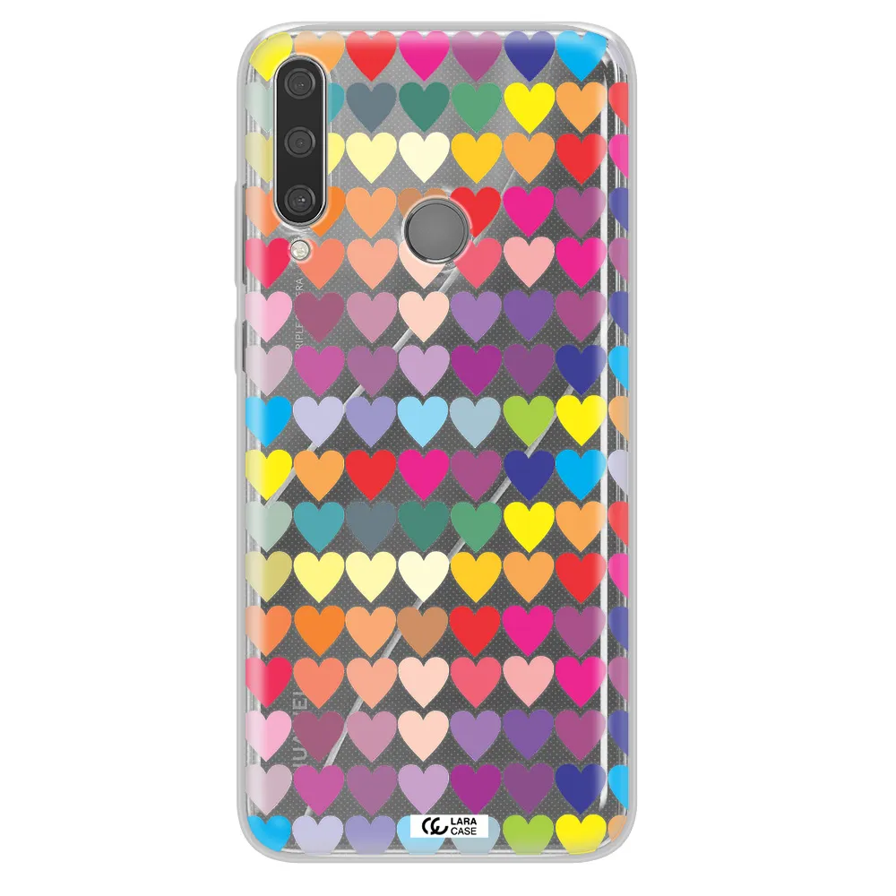 a colorful heart pattern Huawei Y6P Clear TPU Case