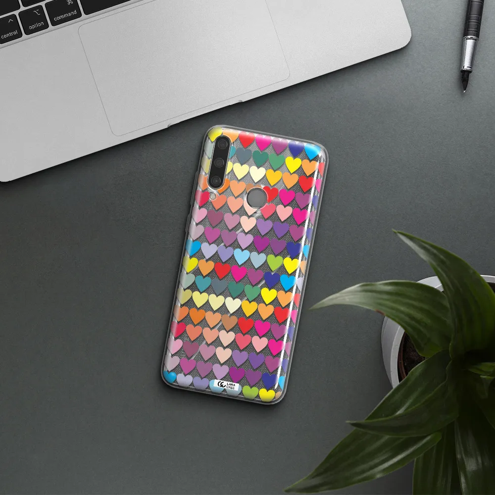 a colorful heart pattern Huawei Y6P Clear TPU Case
