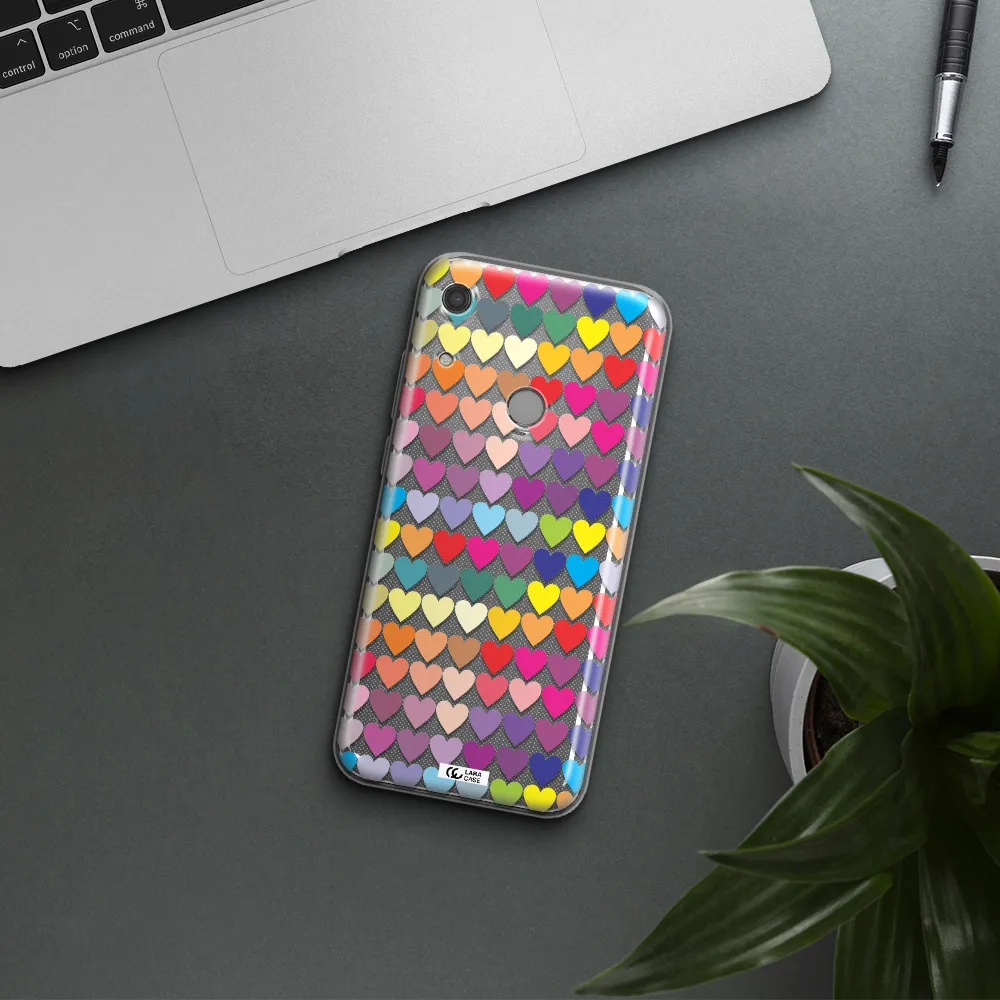 a colorful heart pattern Huawei Y6S Clear TPU Case