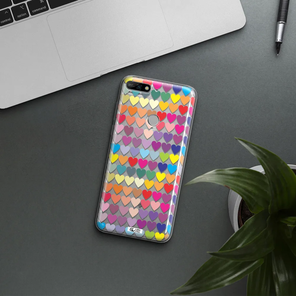 a colorful heart pattern Huawei Y7 2018 Clear TPU Case