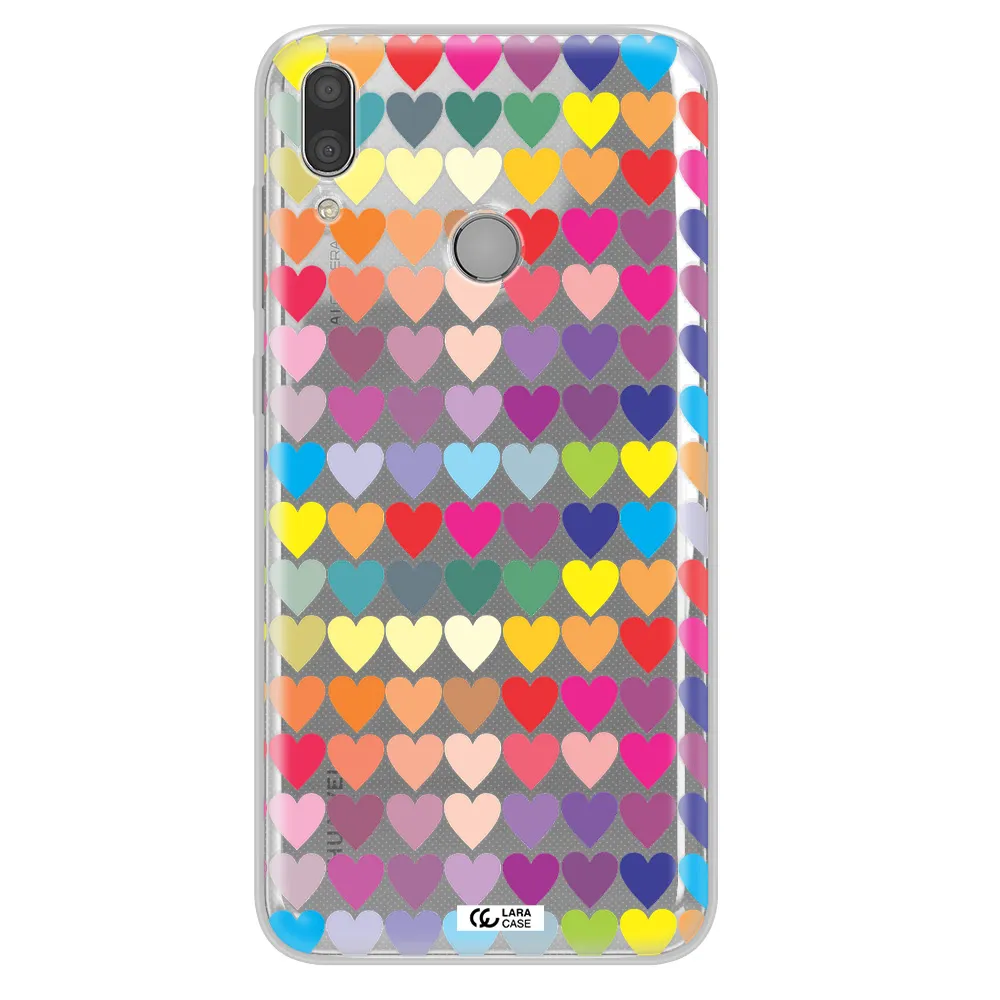 a colorful heart pattern Huawei Y7 2019 Clear TPU Case