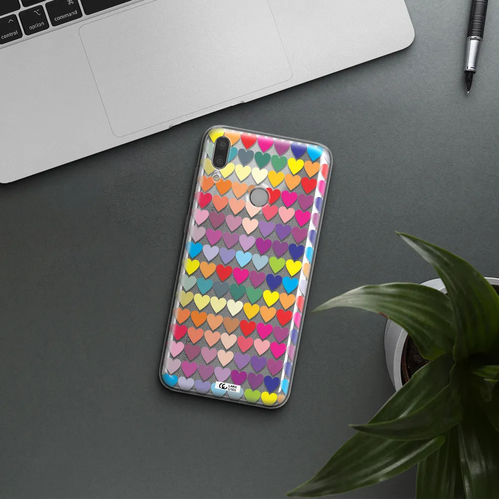 a colorful heart pattern Huawei Y7 2019 Clear TPU Case