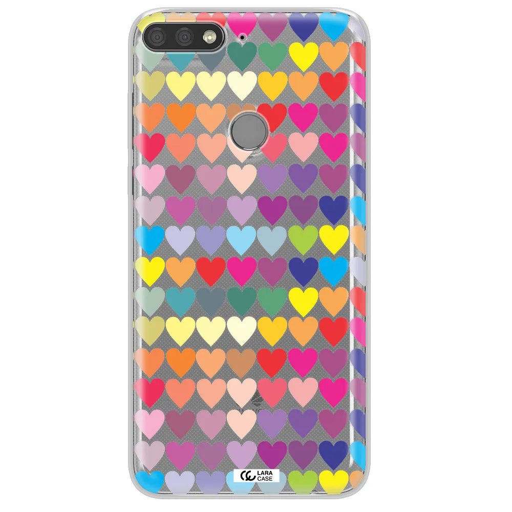 a colorful heart pattern Huawei Y7 Prime 2018 Clear TPU Case