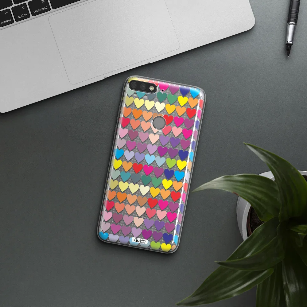 a colorful heart pattern Huawei Y7 Prime 2018 Clear TPU Case