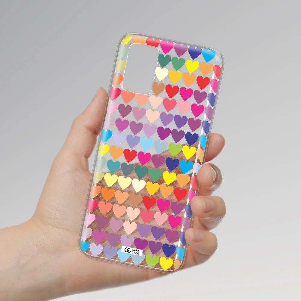 a colorful heart pattern Samsung A03S Clear TPU Case