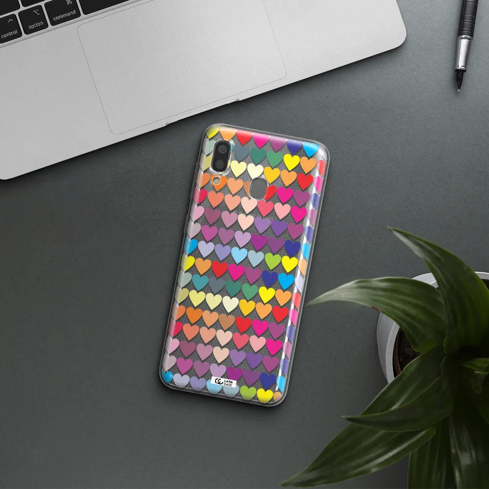 a colorful heart pattern Samsung A20 Clear TPU Case