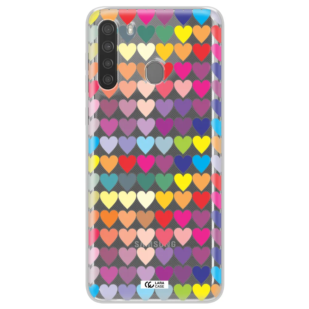 a colorful heart pattern Samsung A21 Clear TPU Case