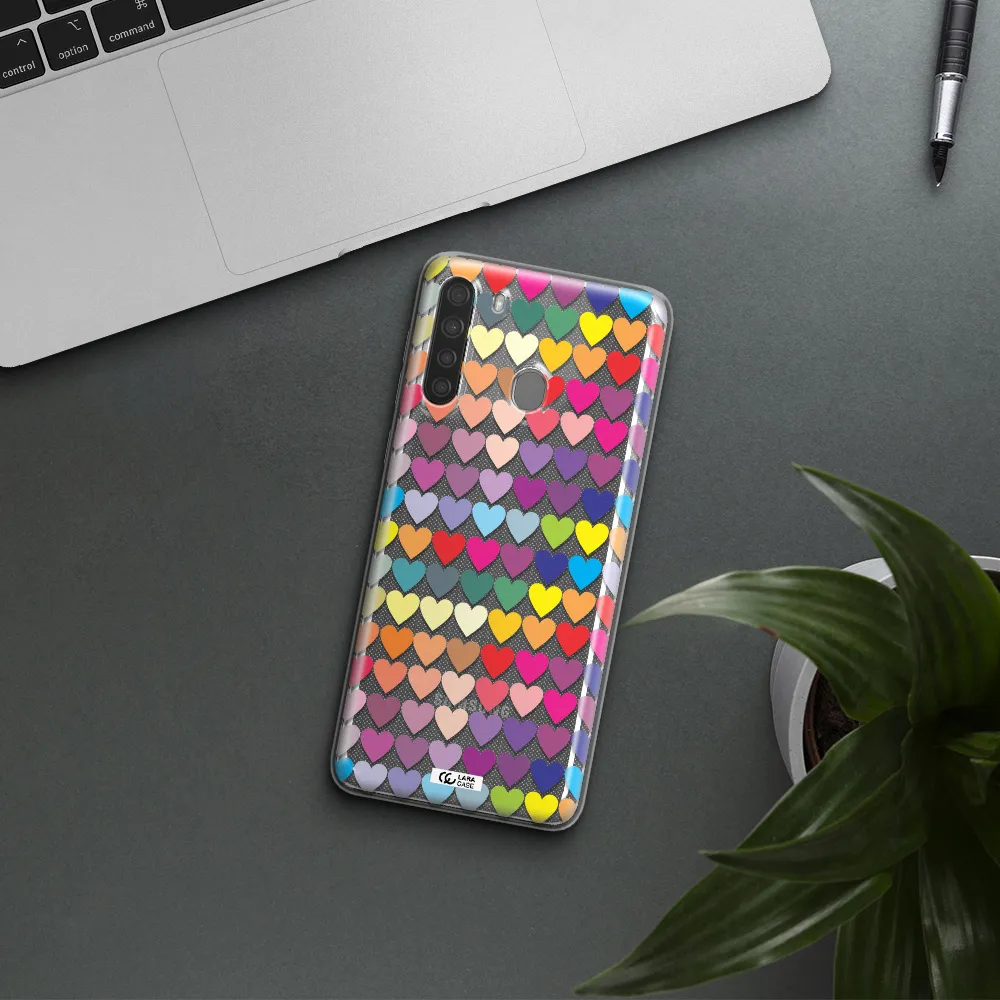 a colorful heart pattern Samsung A21 Clear TPU Case