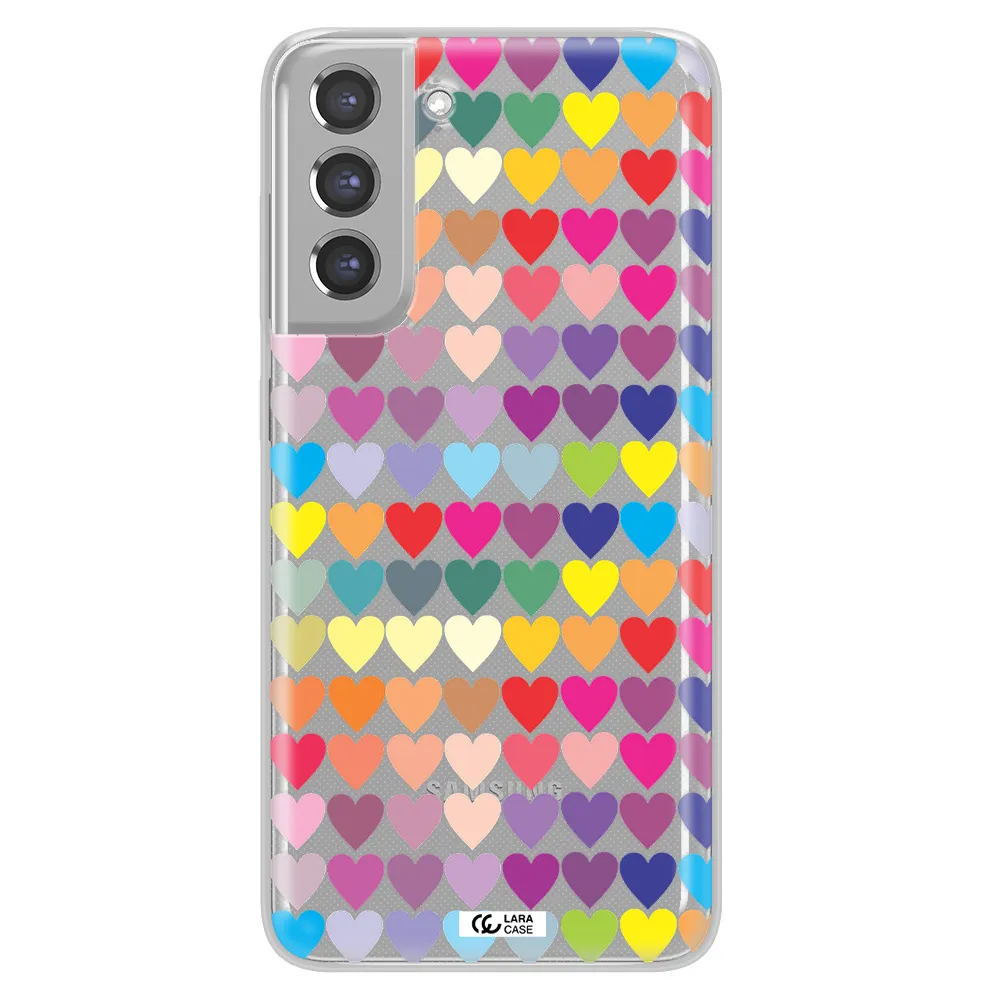 a colorful heart pattern Samsung A21 Fe Clear TPU Case