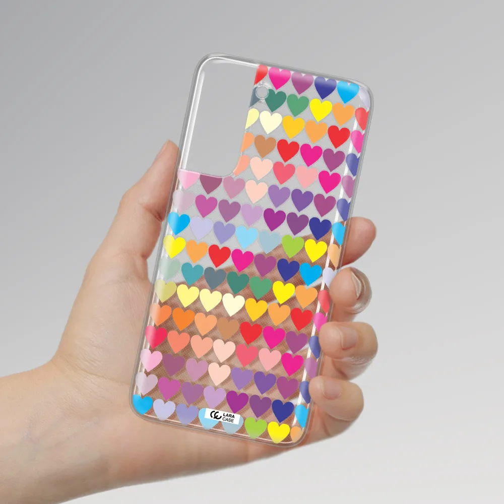 a colorful heart pattern Samsung A21 Fe Clear TPU Case