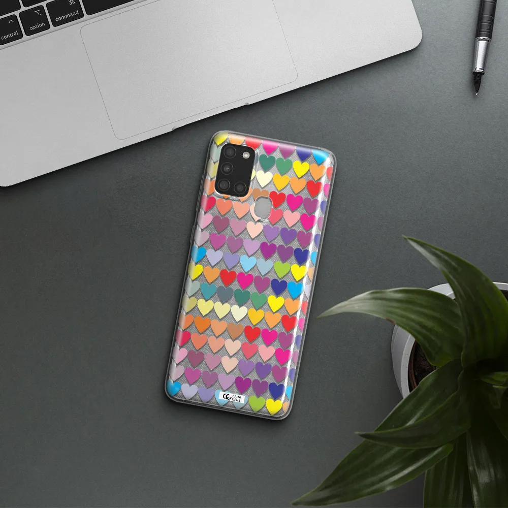 a colorful heart pattern Samsung A21S Clear TPU Case