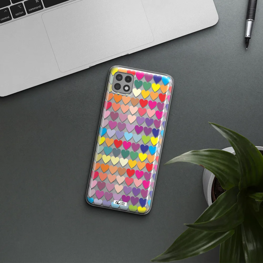 a colorful heart pattern Samsung A22 5g Clear TPU Case