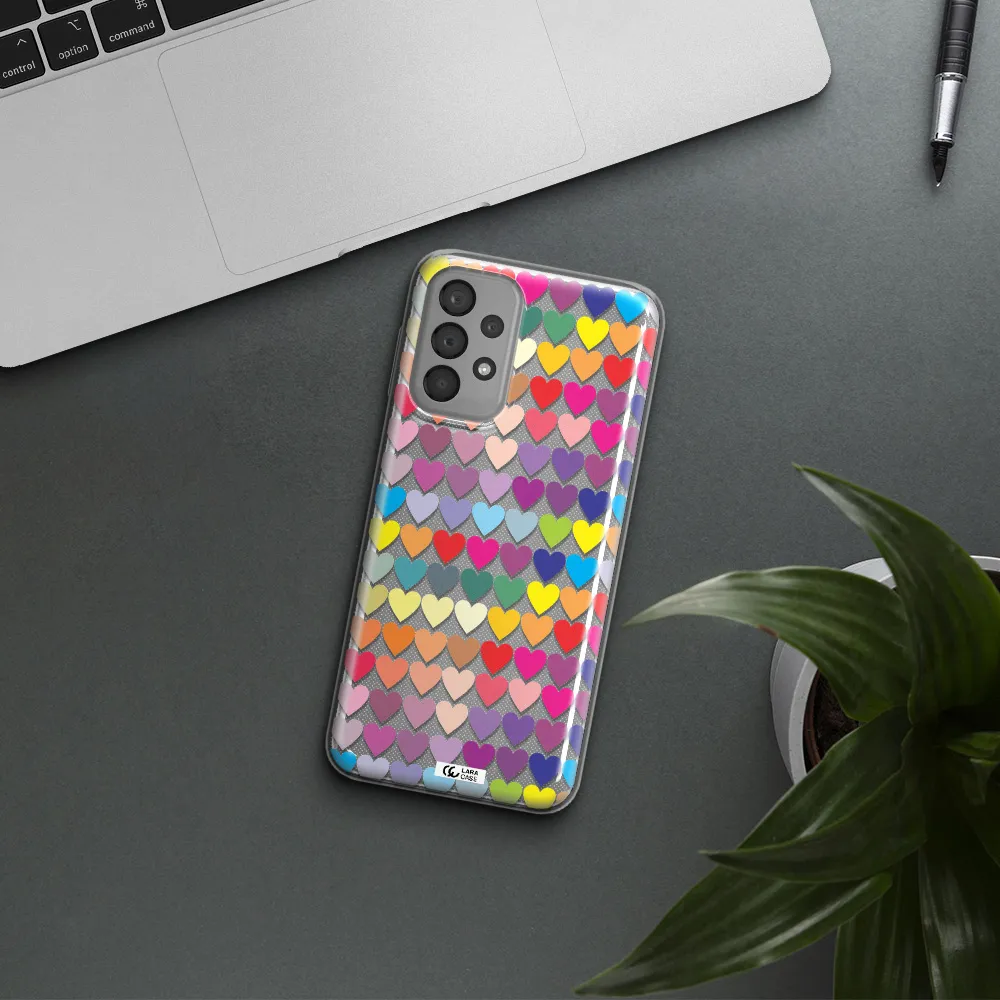 a colorful heart pattern Samsung A23 Clear TPU Case