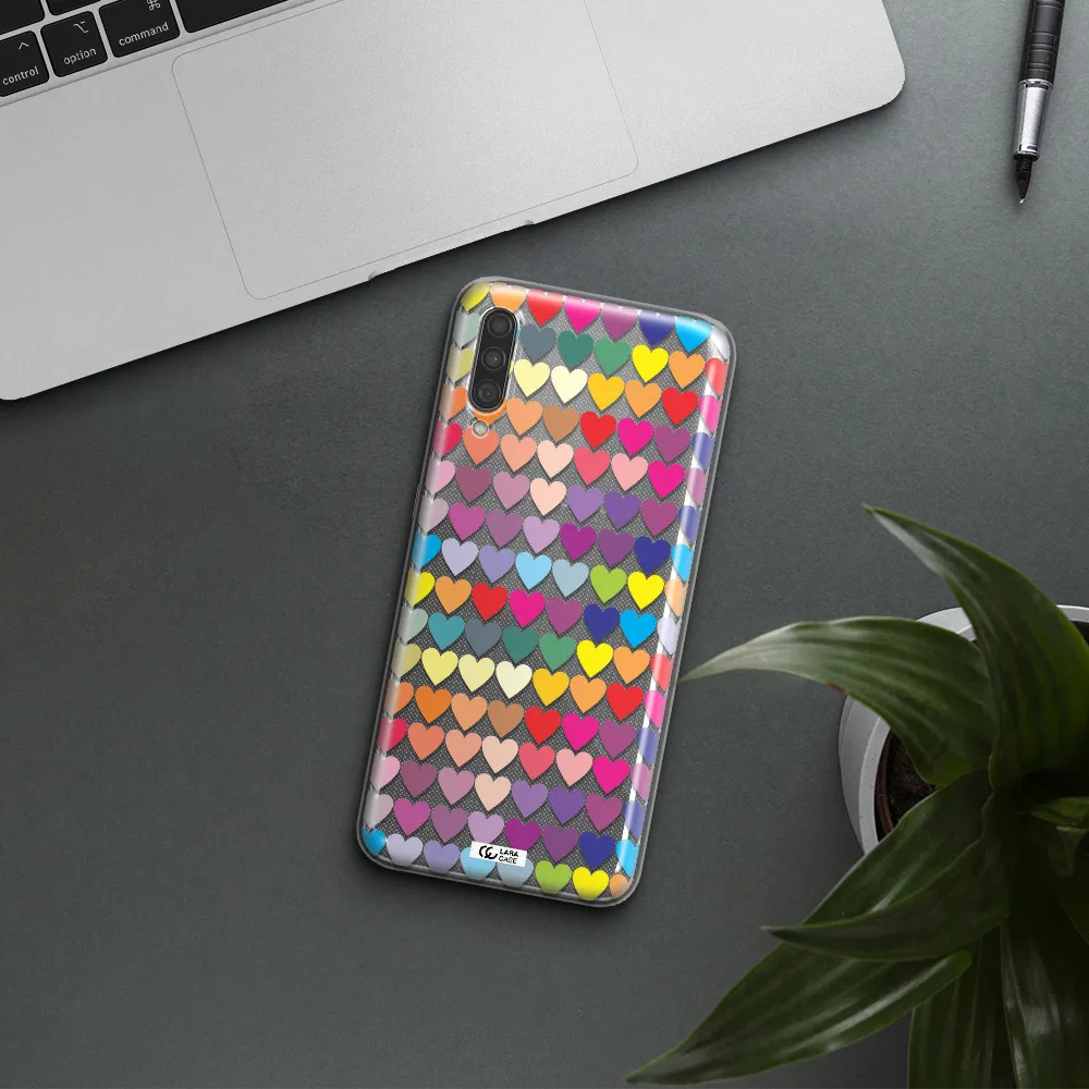 a colorful heart pattern Samsung A30S Clear TPU Case