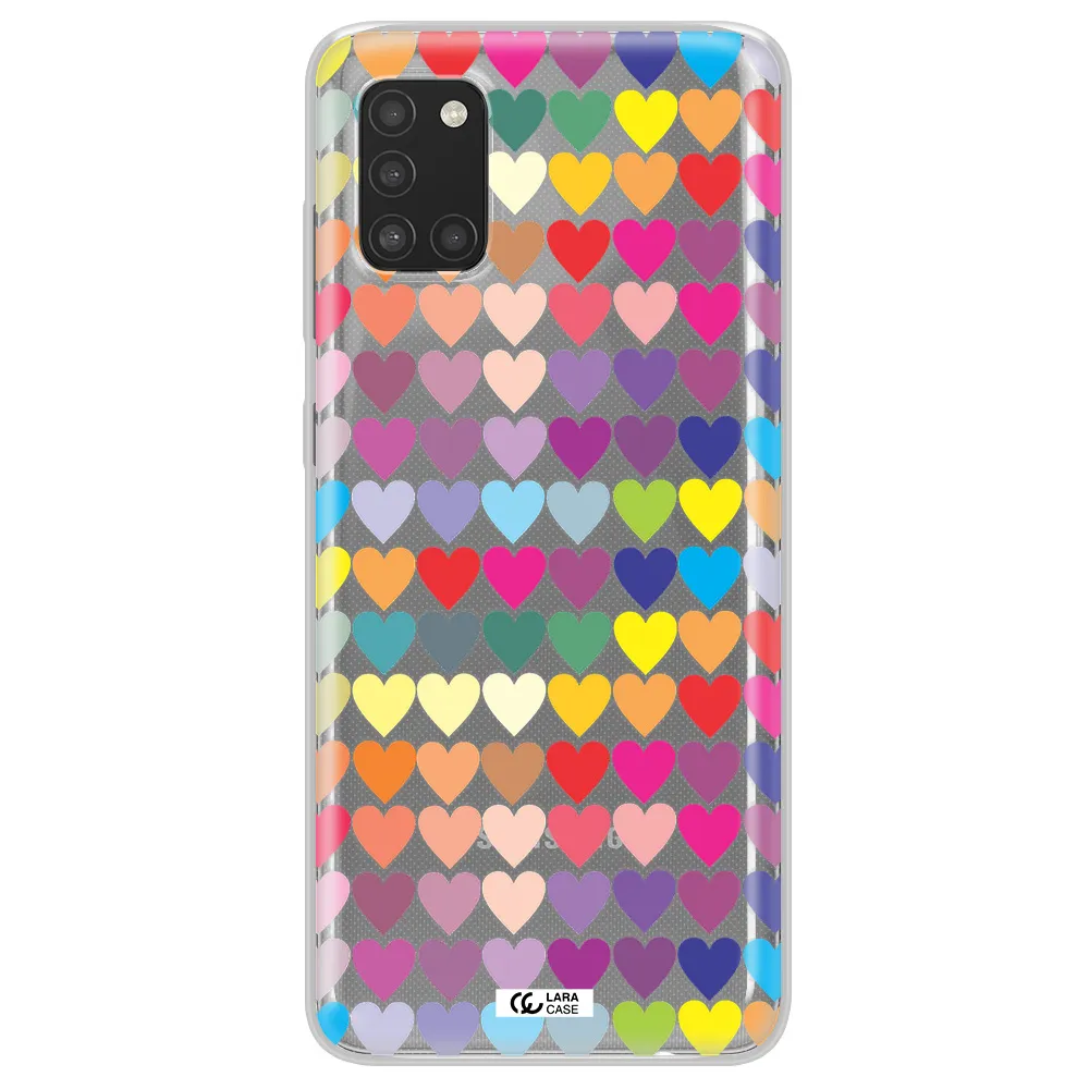 a colorful heart pattern Samsung A31 Clear TPU Case