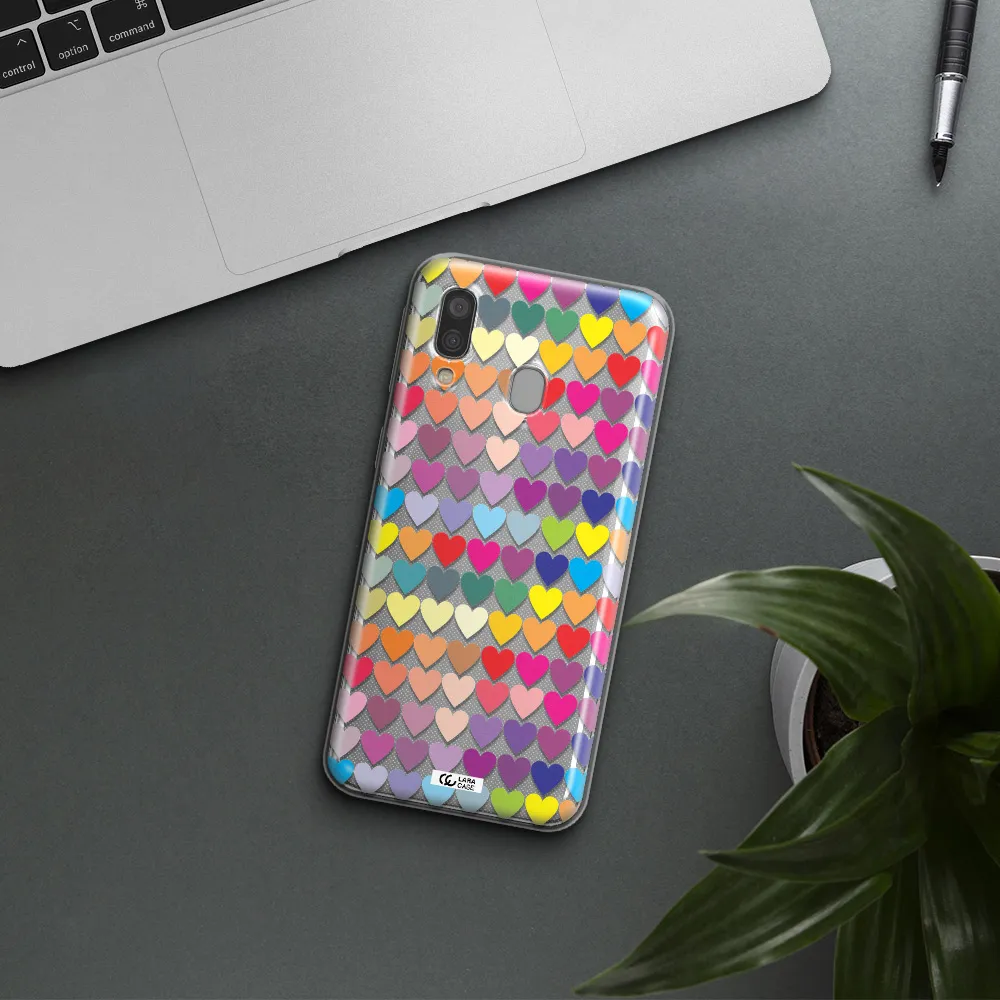 a colorful heart pattern Samsung A40 Clear TPU Case