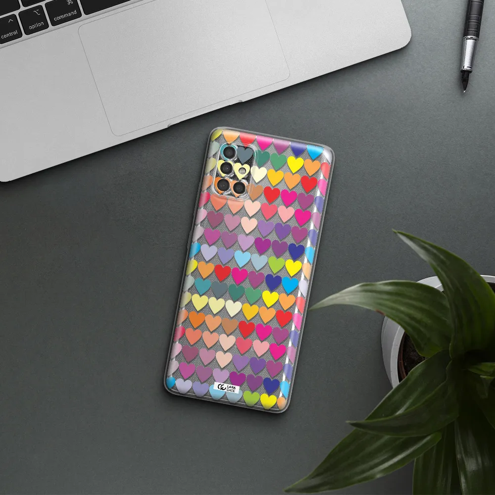 A Colorful Heart Pattern Samsung A40S Clear Tpu Case