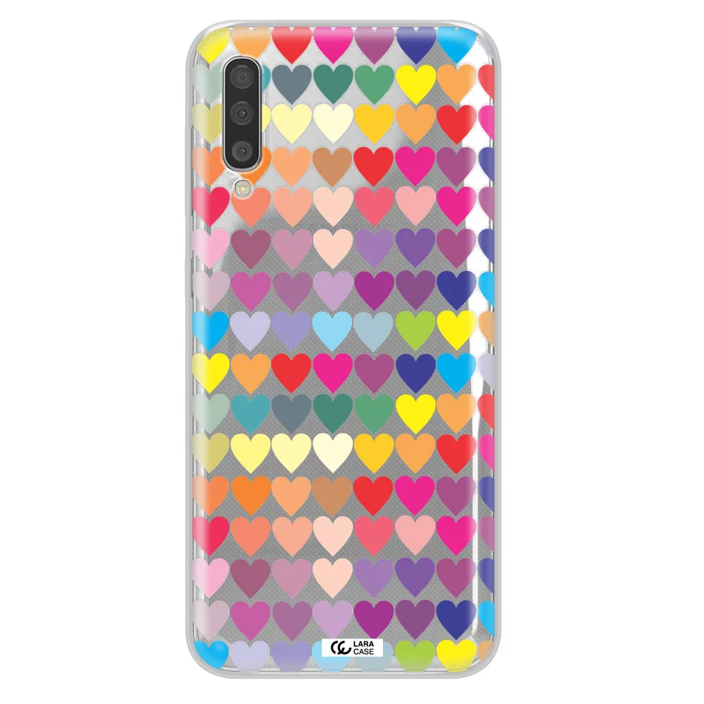 a colorful heart pattern Samsung A50 Clear TPU Case