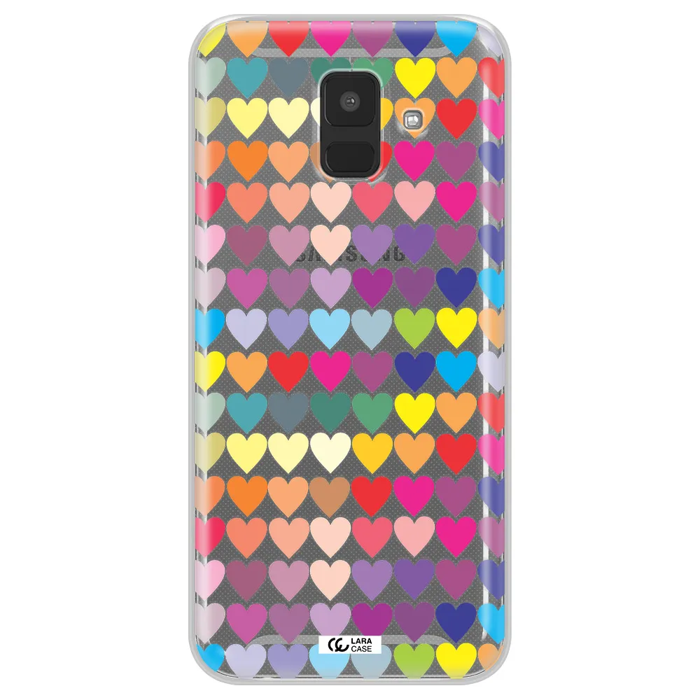 a colorful heart pattern Samsung A6 Clear TPU Case