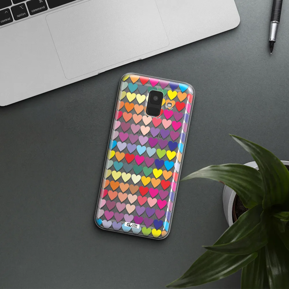 a colorful heart pattern Samsung A6 Clear TPU Case