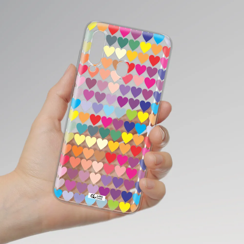 a colorful heart pattern Samsung A60 Clear TPU Case