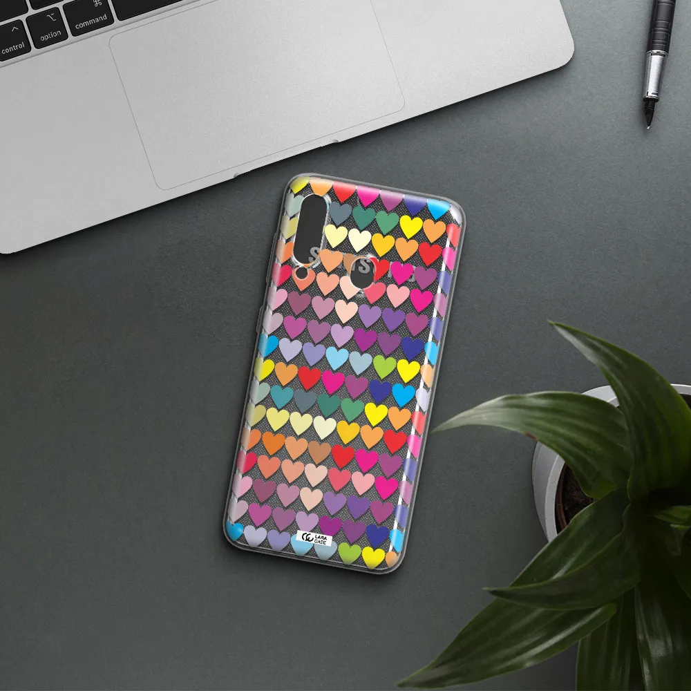 a colorful heart pattern Samsung A60 Clear TPU Case