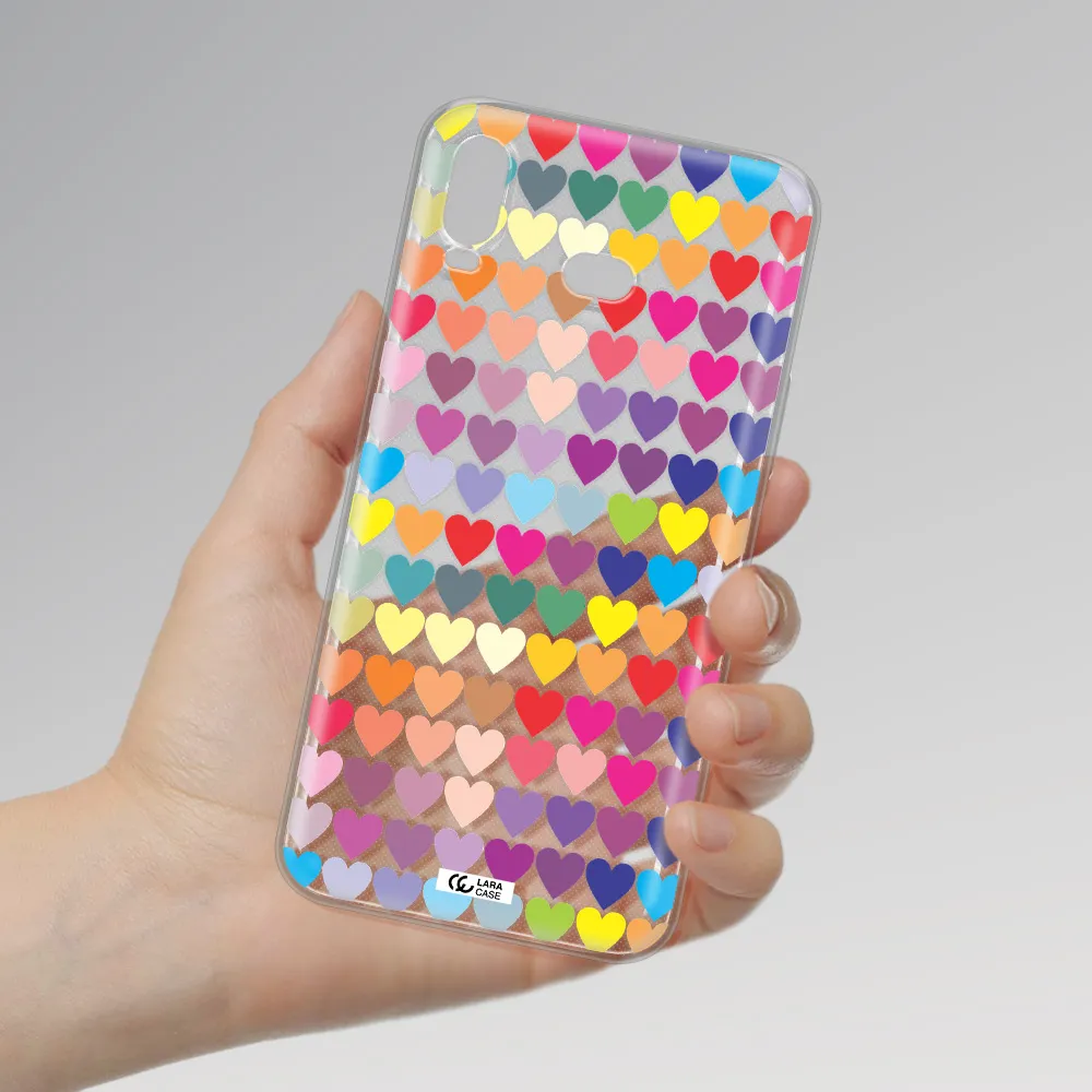 a colorful heart pattern Samsung A6S Clear TPU Case