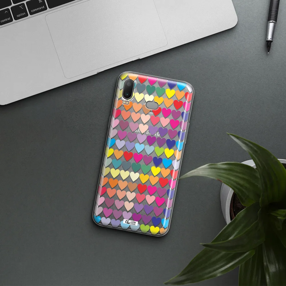 a colorful heart pattern Samsung A6S Clear TPU Case