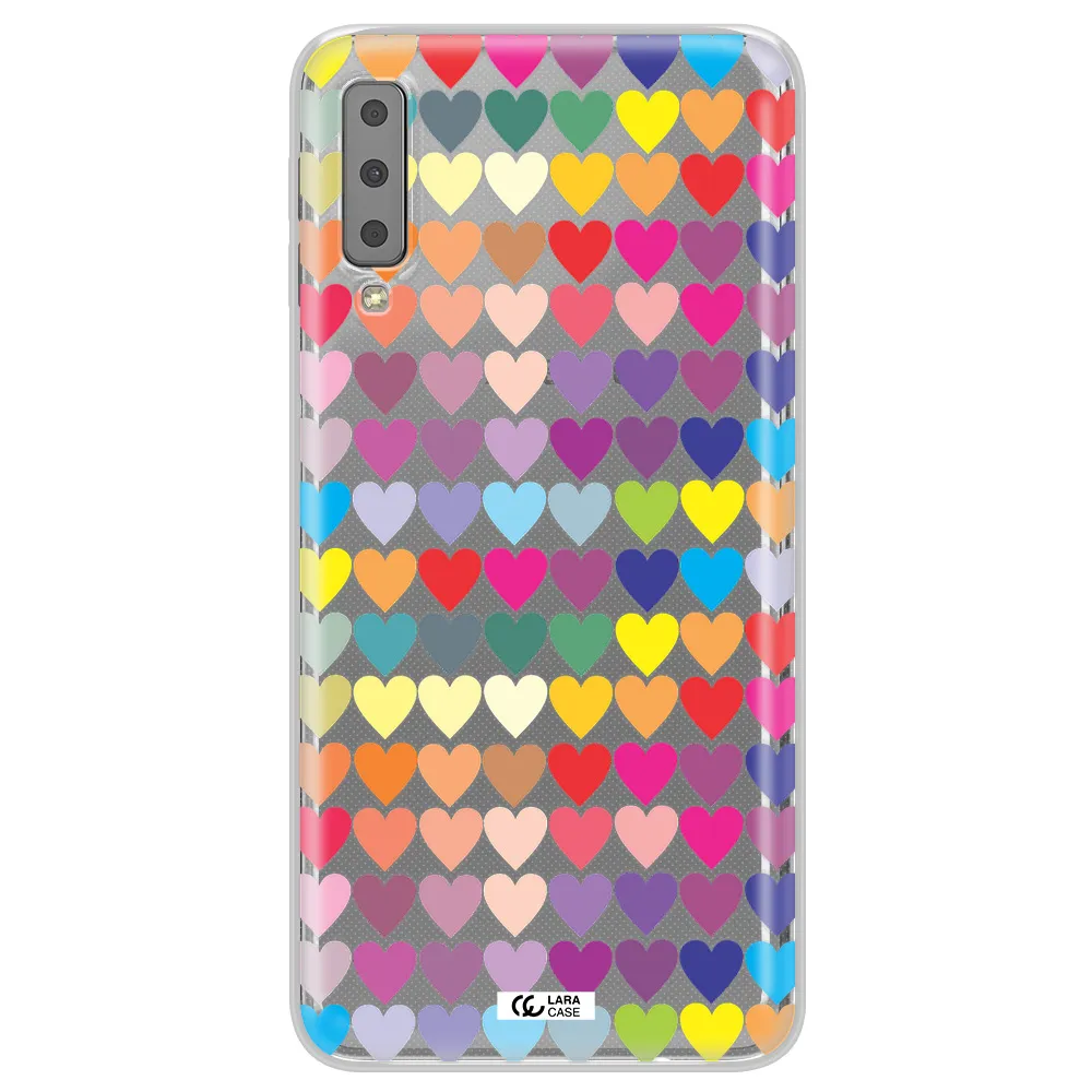 a colorful heart pattern Samsung A7 2018 Clear TPU Case