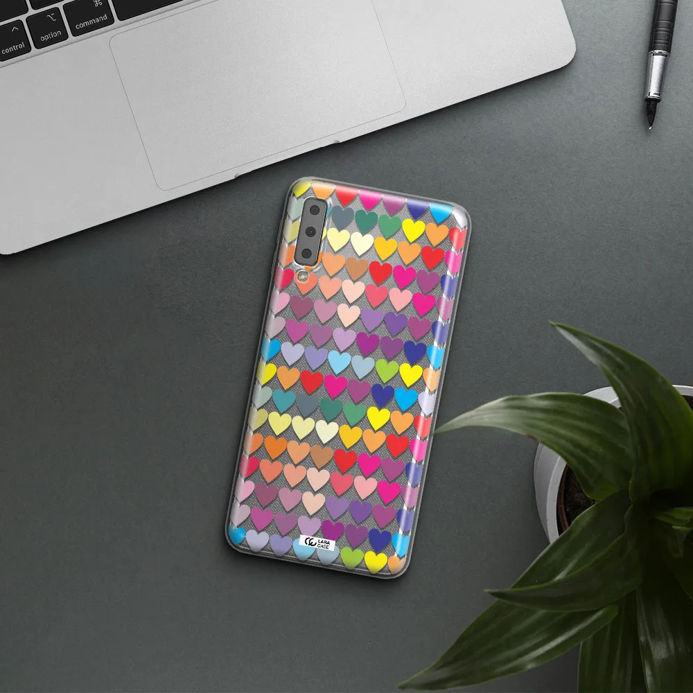 a colorful heart pattern Samsung A7 2018 Clear TPU Case