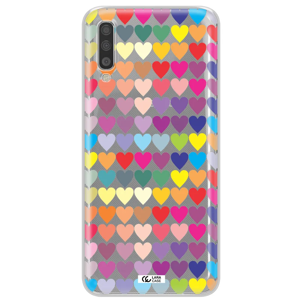 A Colorful Heart Pattern Samsung A70S Clear Tpu Case