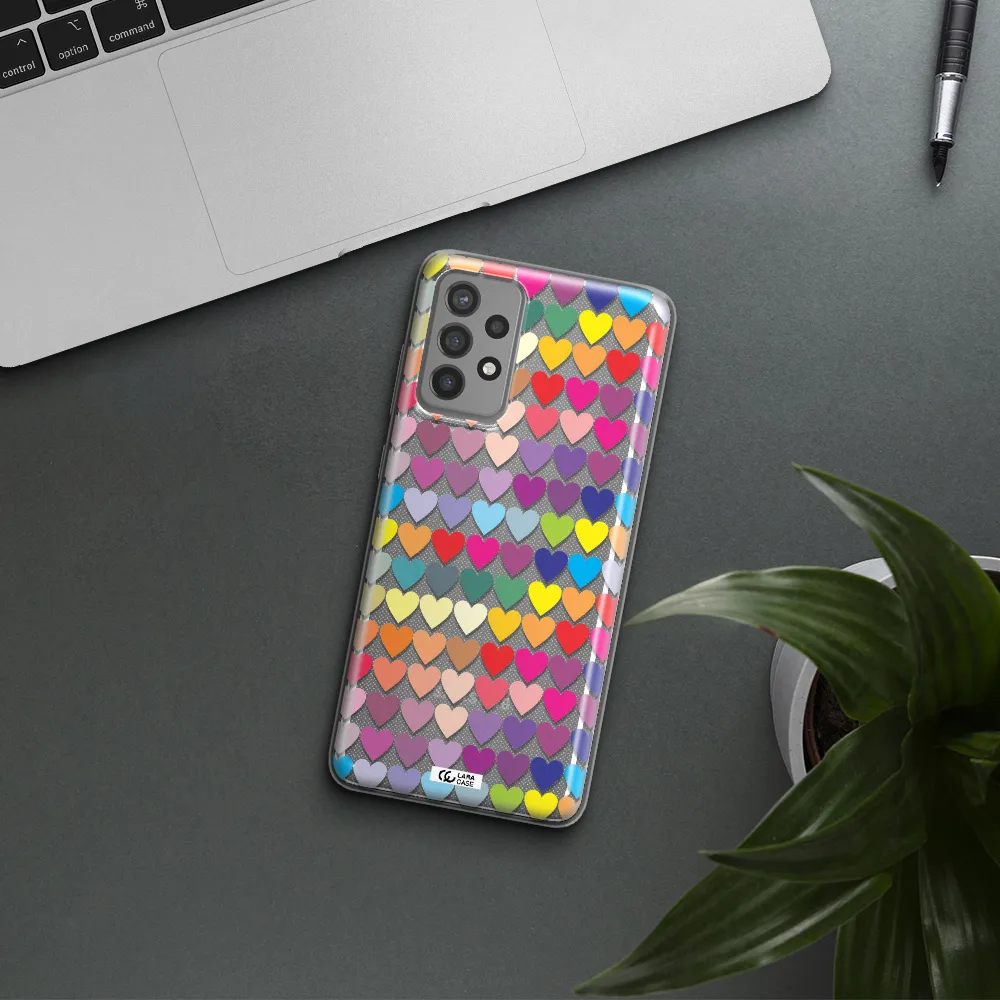 a colorful heart pattern Samsung A72 Clear TPU Case