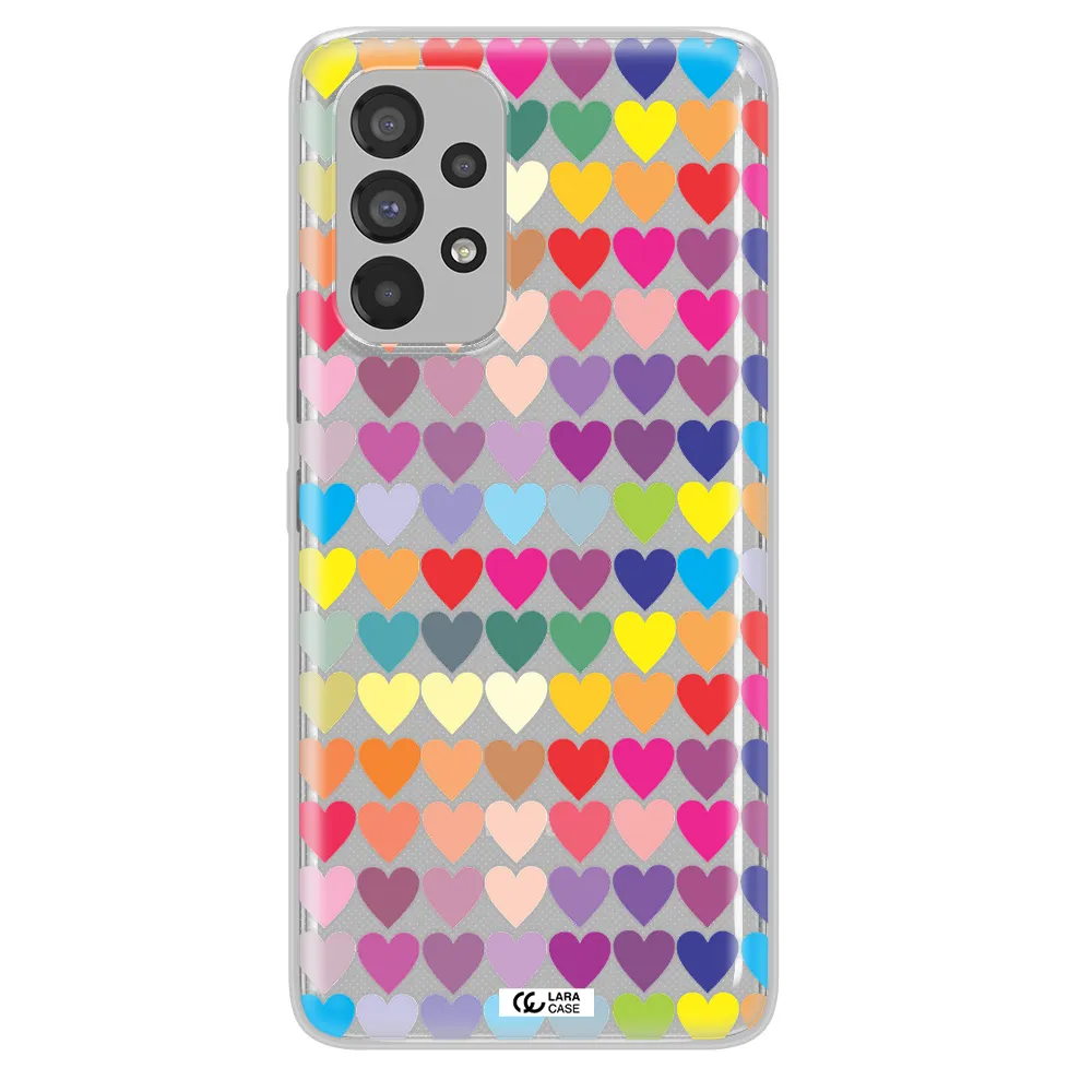 a colorful heart pattern Samsung A73 Clear TPU Case