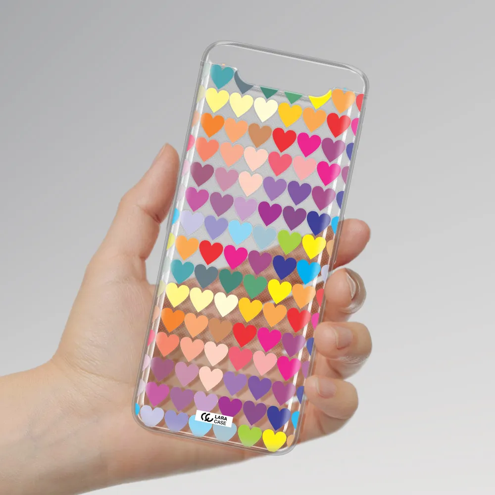 a colorful heart pattern Samsung A80 Clear TPU Case