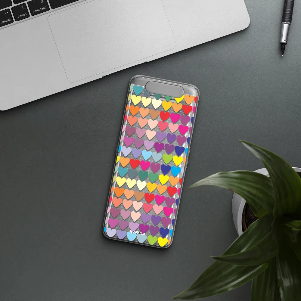 a colorful heart pattern Samsung A80 Clear TPU Case