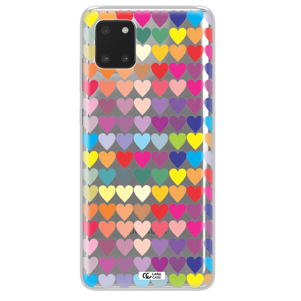 a colorful heart pattern Samsung A81 Clear TPU Case