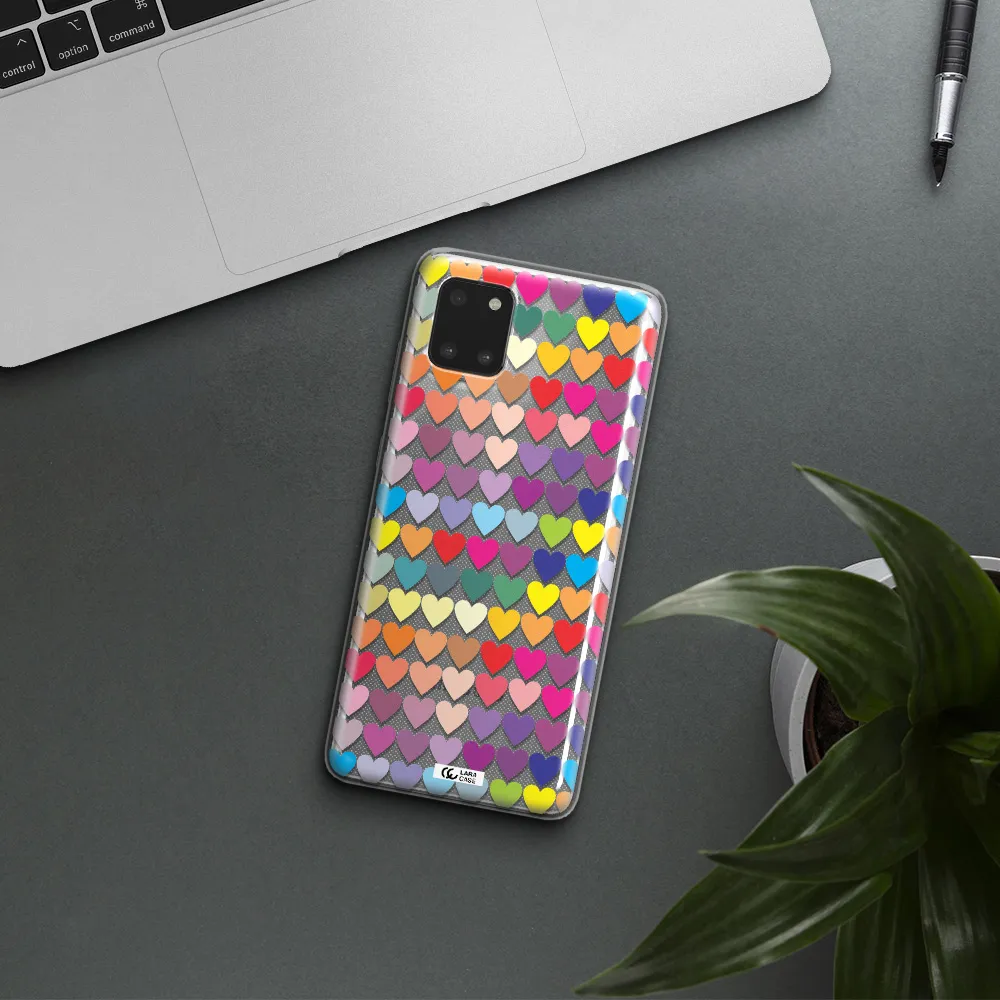 a colorful heart pattern Samsung A81 Clear TPU Case