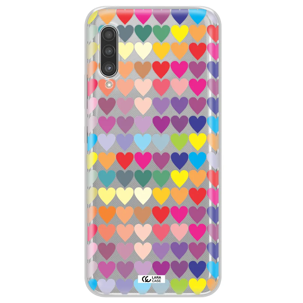 a colorful heart pattern Samsung A90 Clear TPU Case
