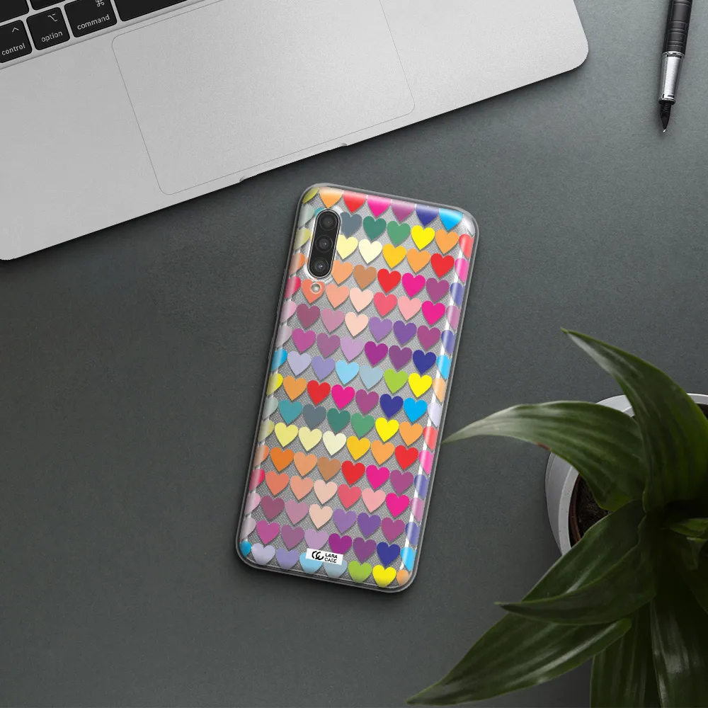 a colorful heart pattern Samsung A90 Clear TPU Case