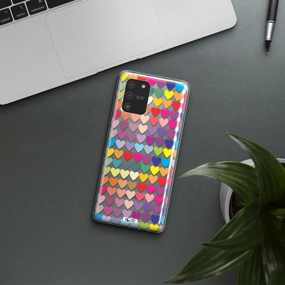 a colorful heart pattern Samsung A91 Clear TPU Case