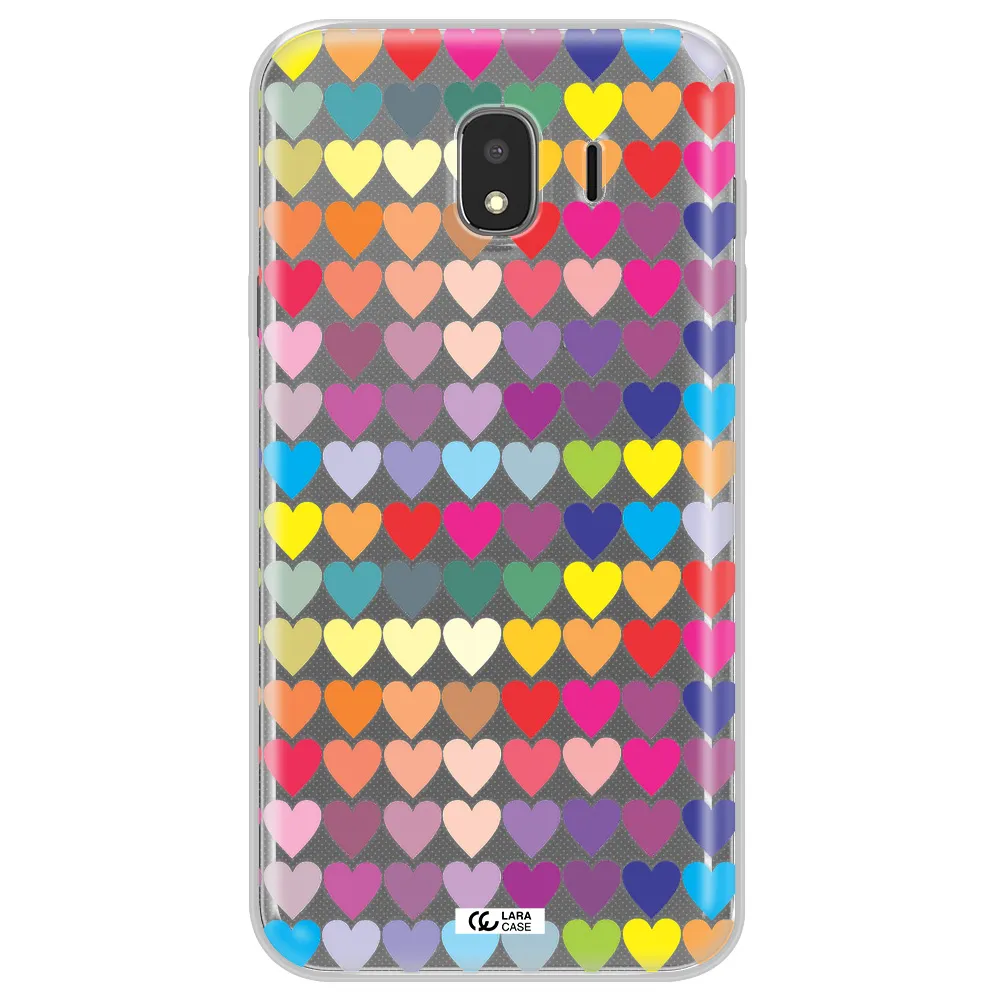 a colorful heart pattern Samsung J4 Clear TPU Case