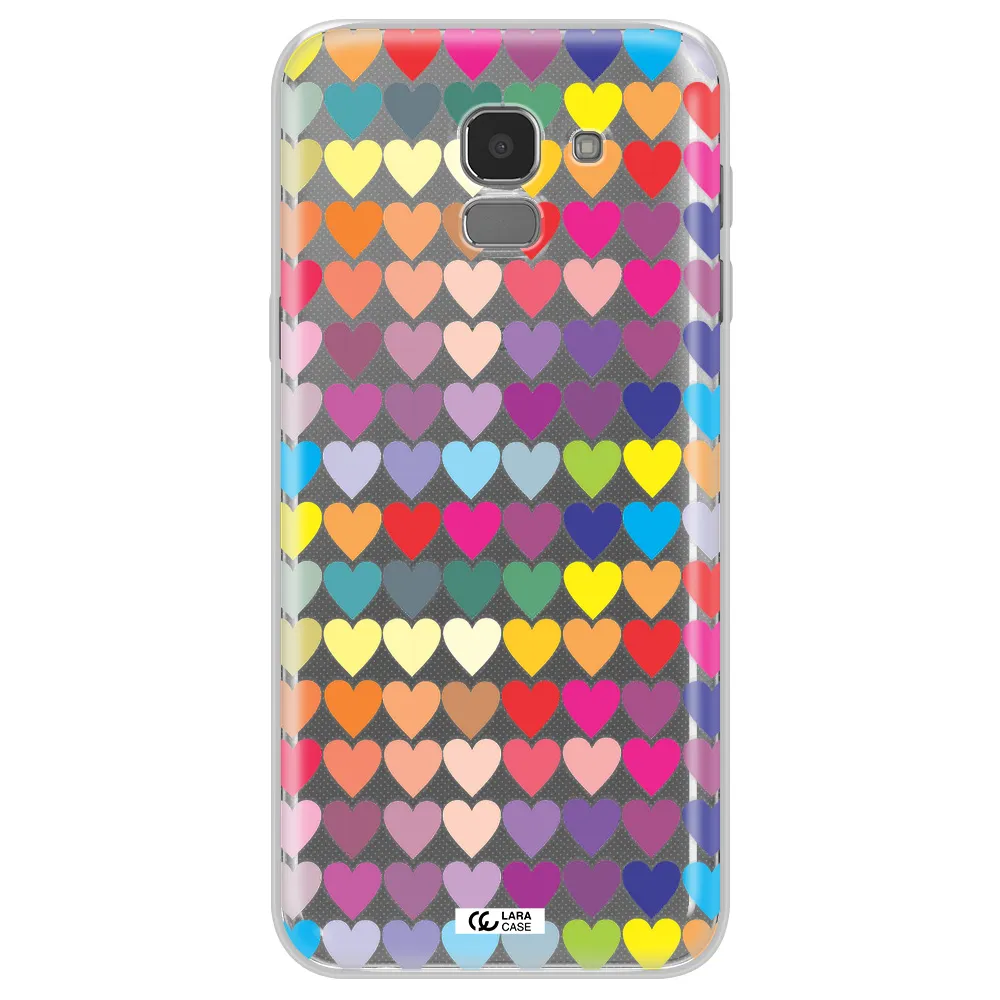 a colorful heart pattern Samsung J6 Clear TPU Case