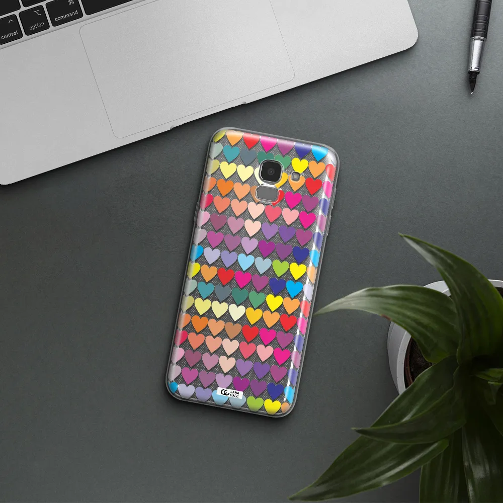 a colorful heart pattern Samsung J6 Clear TPU Case
