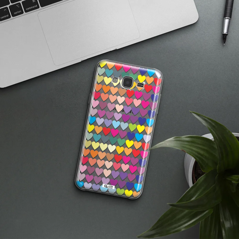 a colorful heart pattern Samsung J7 Core Clear TPU Case