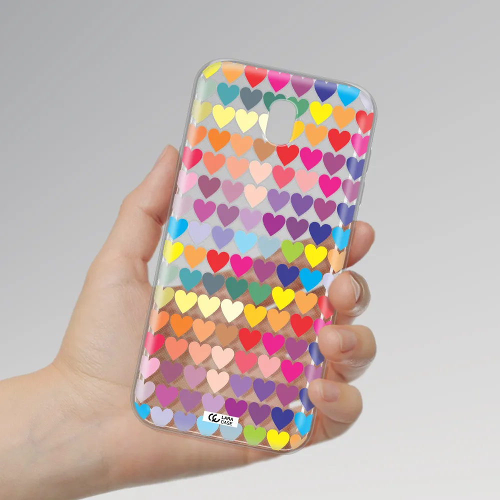 a colorful heart pattern Samsung J7 Pro Clear TPU Case