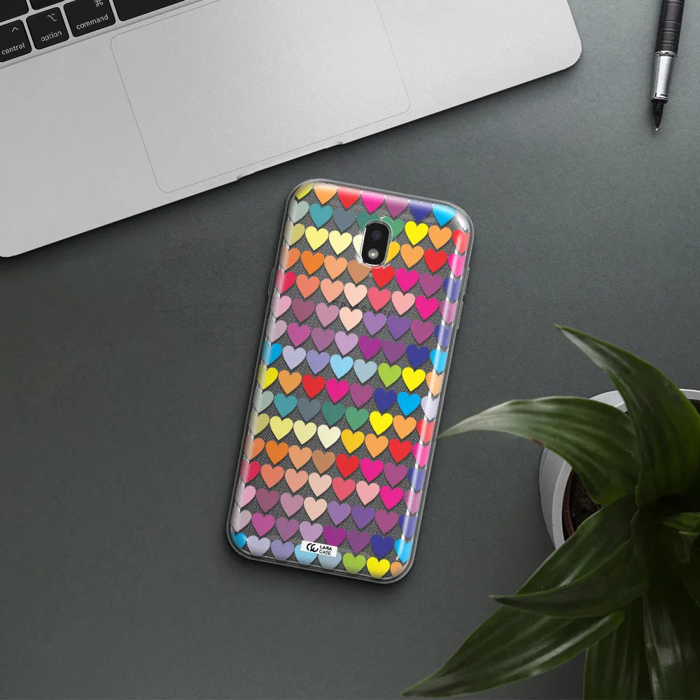 a colorful heart pattern Samsung J7 Pro Clear TPU Case