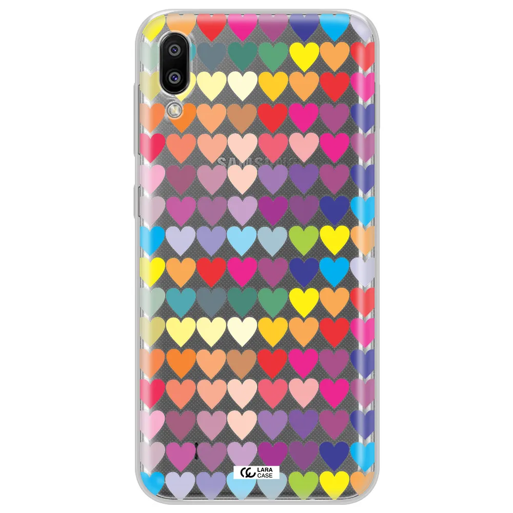 a colorful heart pattern Samsung M10 Clear TPU Case
