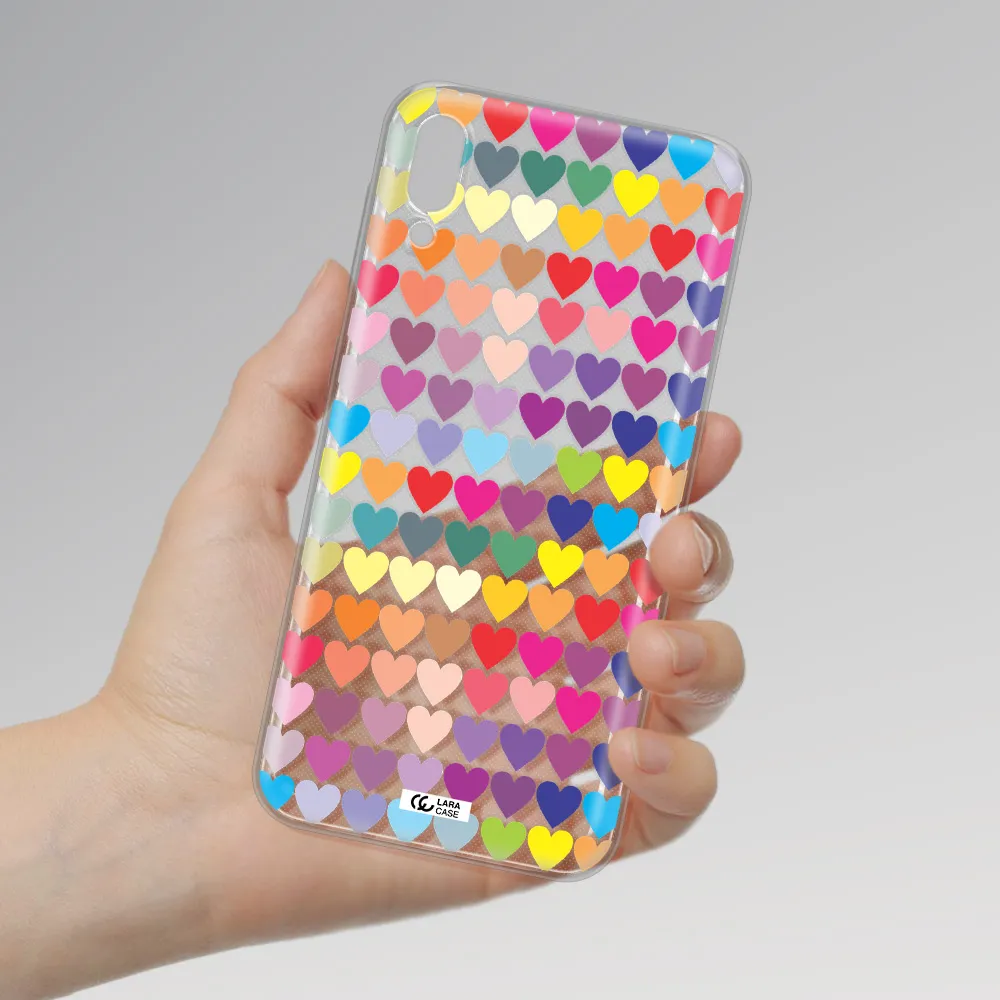 a colorful heart pattern Samsung M10 Clear TPU Case