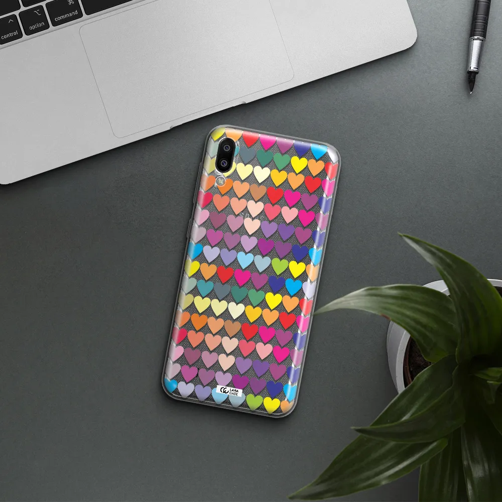 a colorful heart pattern Samsung M10 Clear TPU Case