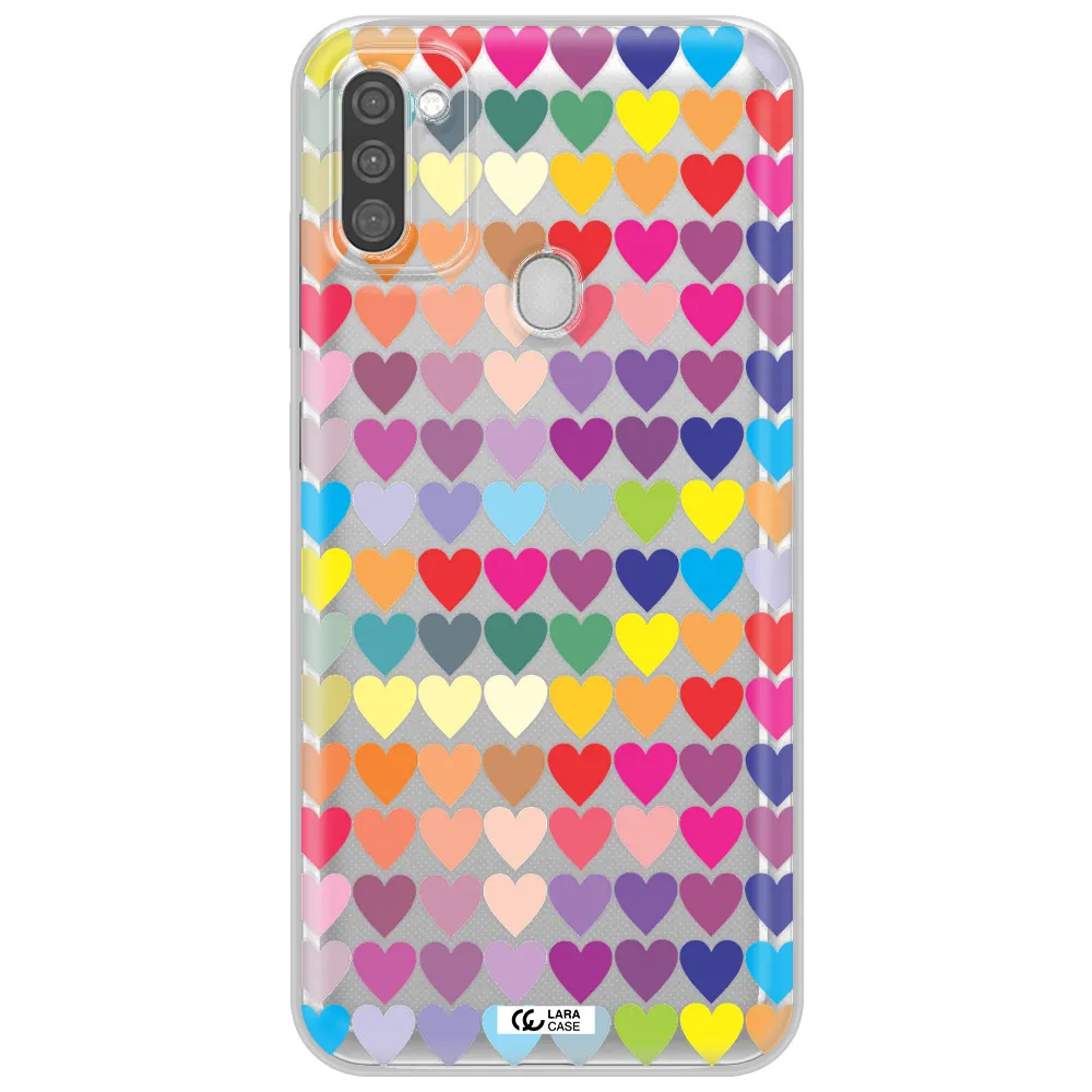 a colorful heart pattern Samsung M11 Clear TPU Case